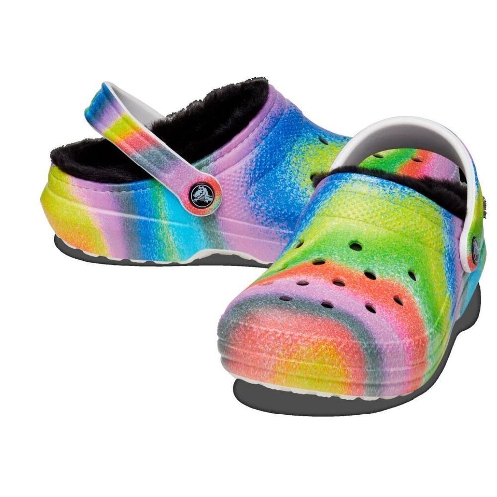 NWT Crocs Classic Lined Spray Dye Clog (208045) - White/Multi, $70 - Picture 2 of 7
